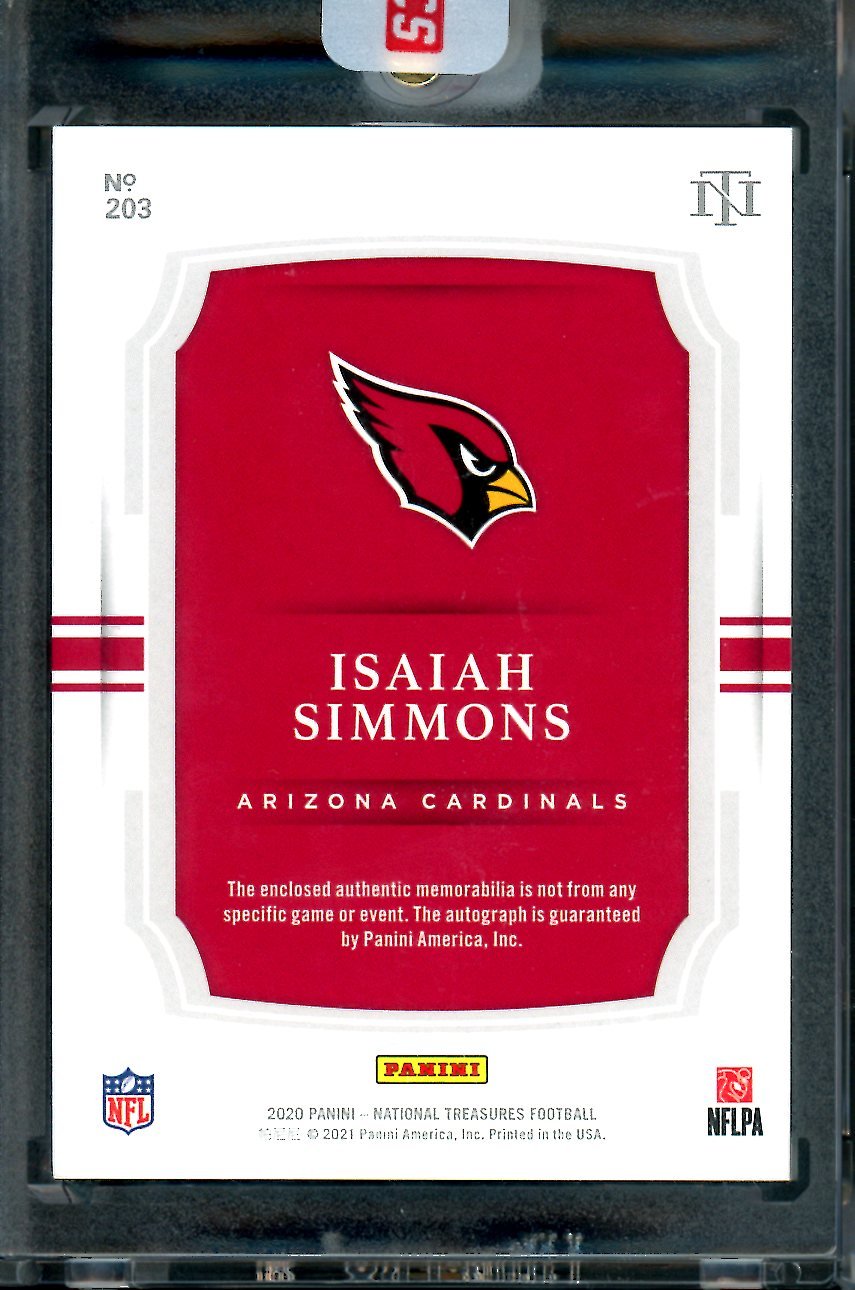 2020 Panini National Treasures Isaiah Simmons Rookie RPA Ruby /5 Cardinals - Trading Card Market