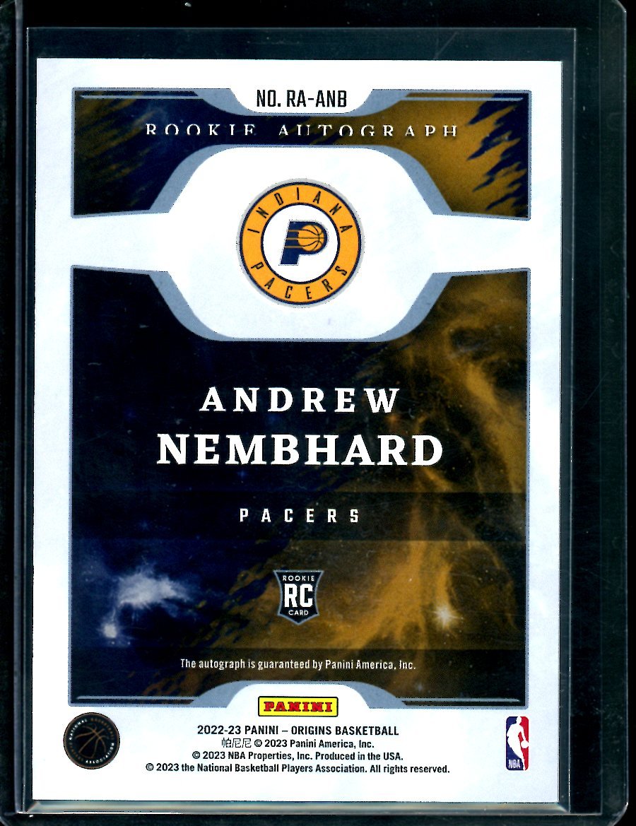 2022/23 Panini Origins Andrew Nembhard Rookie Auto Red /99 Pacers - Trading Card Market