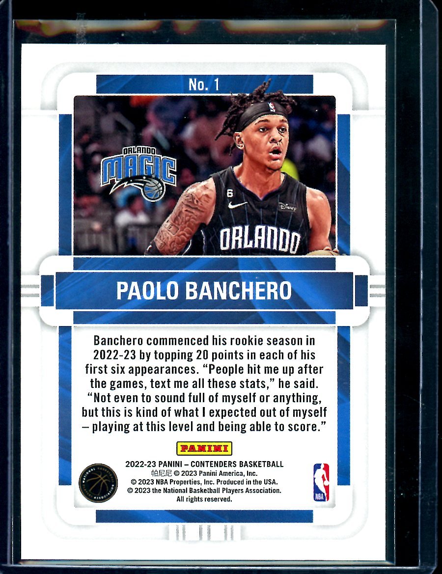 2022/23 Panini Contenders Paolo Banchero Rookie of the Year Magic - Trading Card Market
