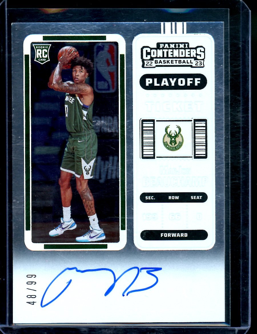 2022/23 Panini Contenders MarJon Beauchamp Rookie Playoff Ticket Auto /99 Bucks - Trading Card Market