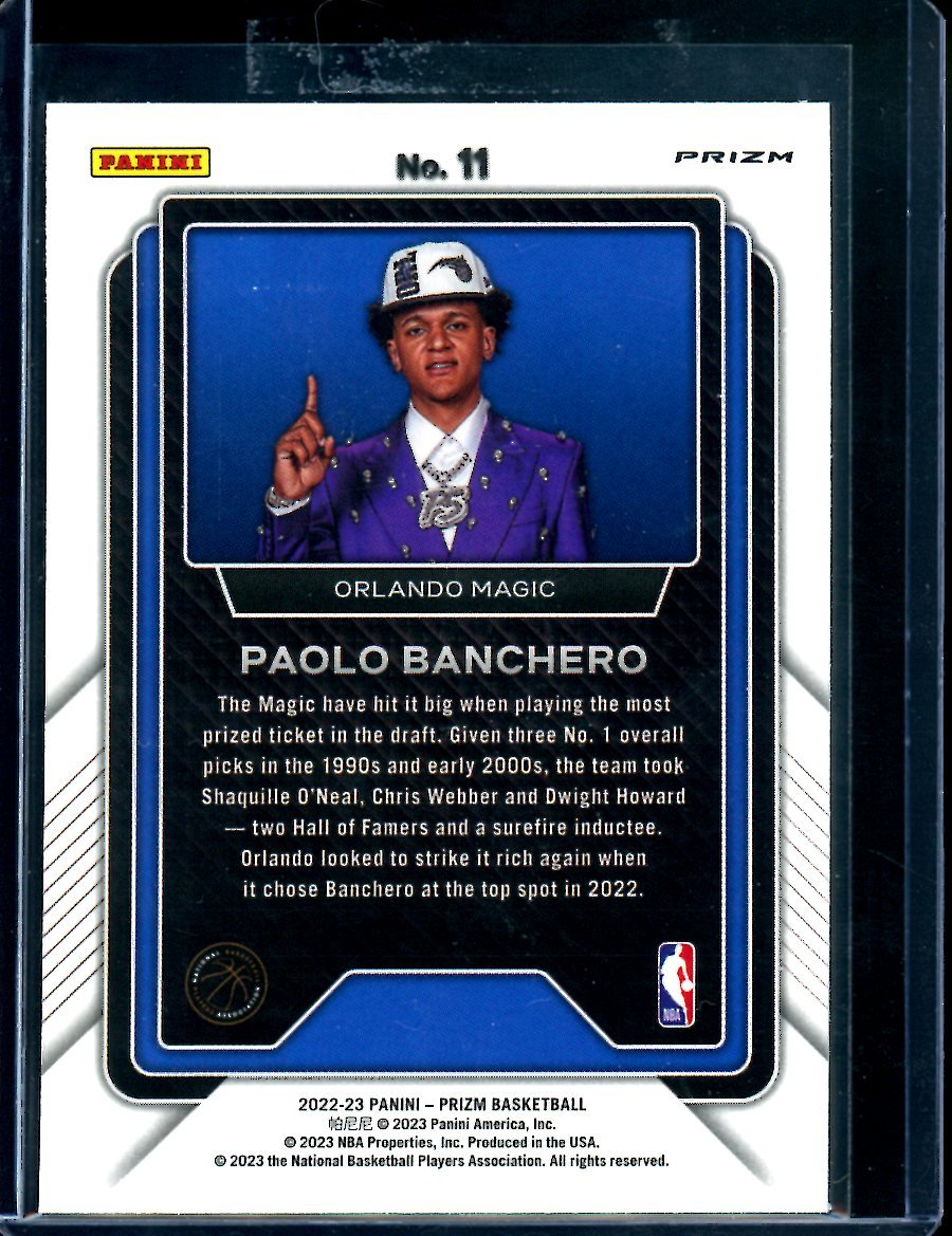2022/23 Panini Prizm Paolo Banchero Rookie Luck of the Lottery Silver Magic - Trading Card Market