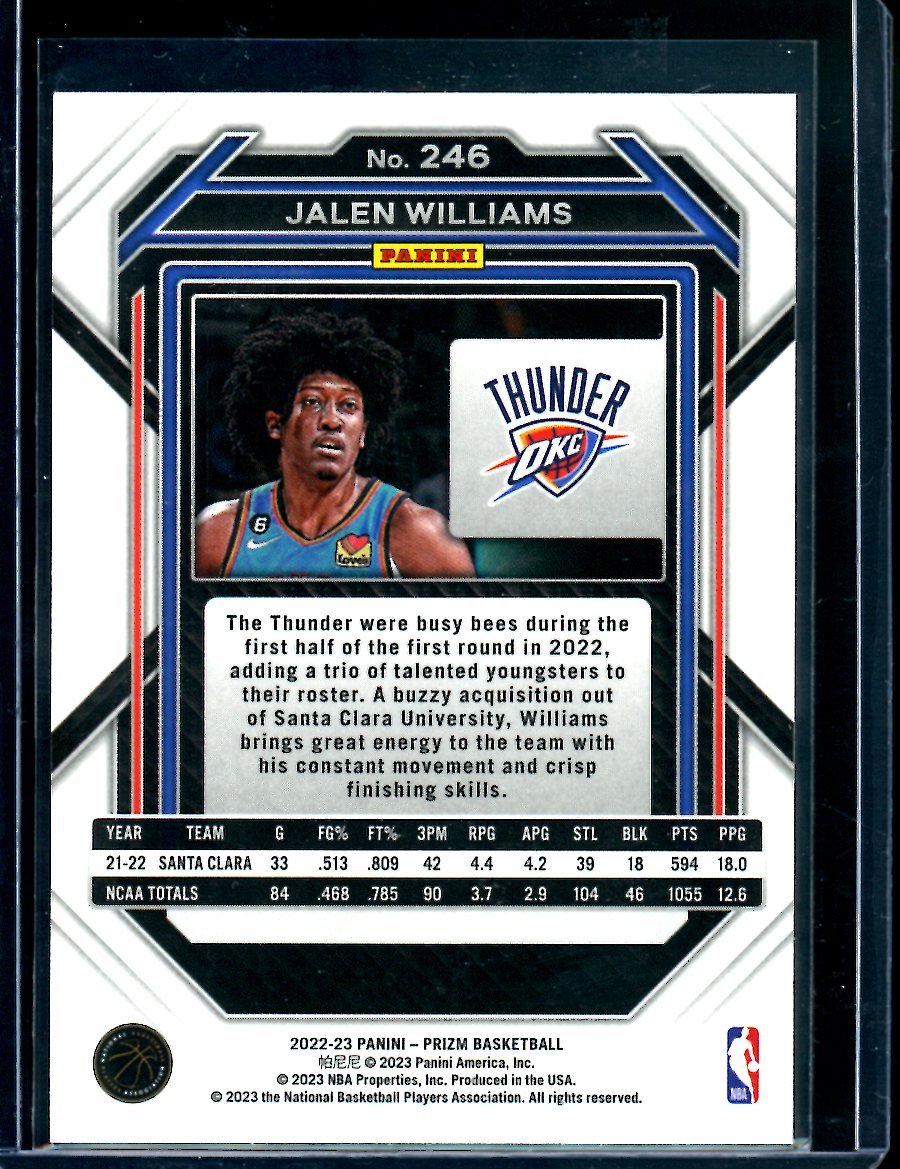 2022/23 Panini Prizm Jalen Williams Rookie Thunder - Trading Card Market