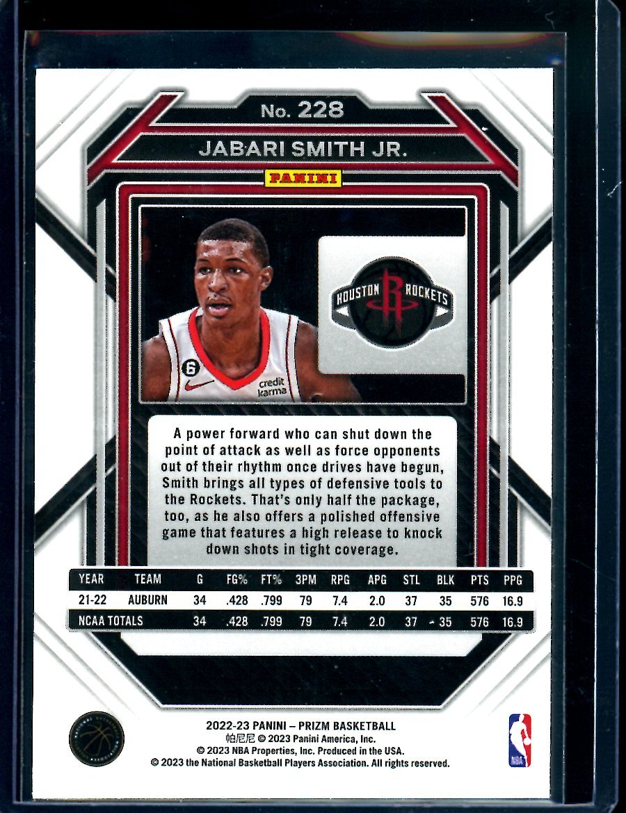 2022/23 Panini Prizm Jabari Smith Jr. Rookie Rockets - Trading Card Market
