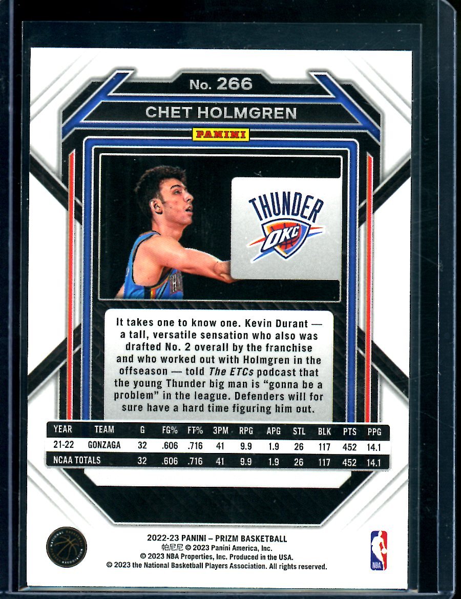 2022/23 Panini Prizm Chet Holmgren Rookie Thunder - Trading Card Market