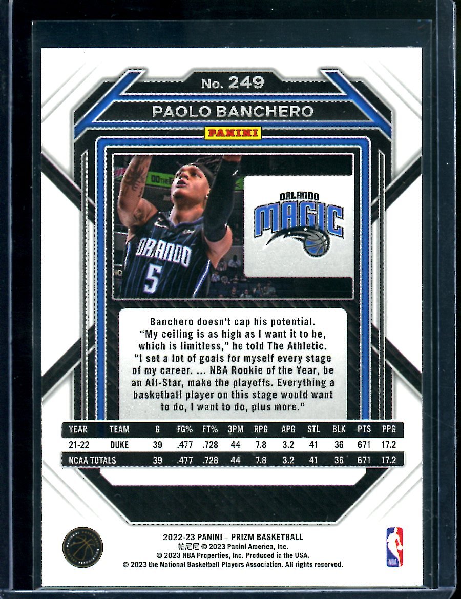 2022/23 Panini Prizm Paolo Banchero Rookie Magic - Trading Card Market