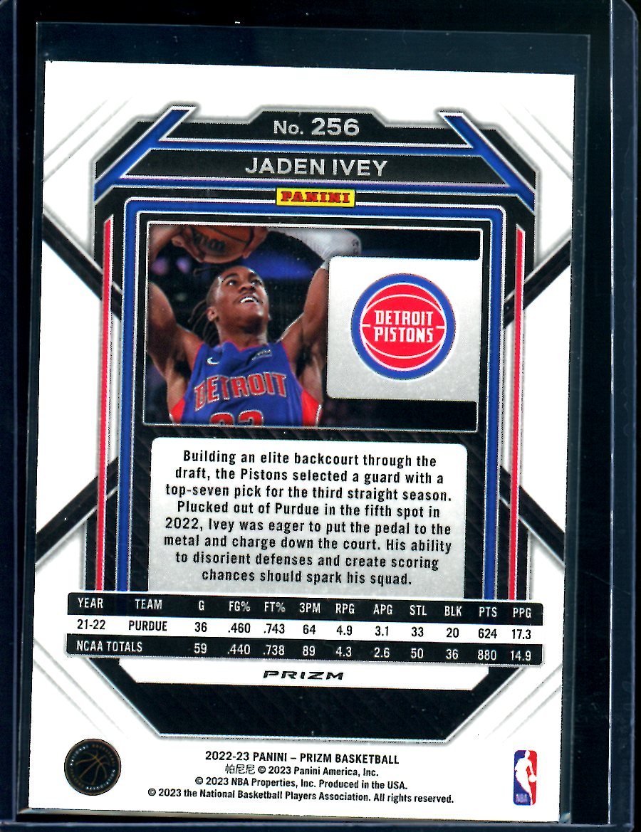2022/23 Panini Prizm Jaden Ivey Rookie Silver Pistons - Trading Card Market
