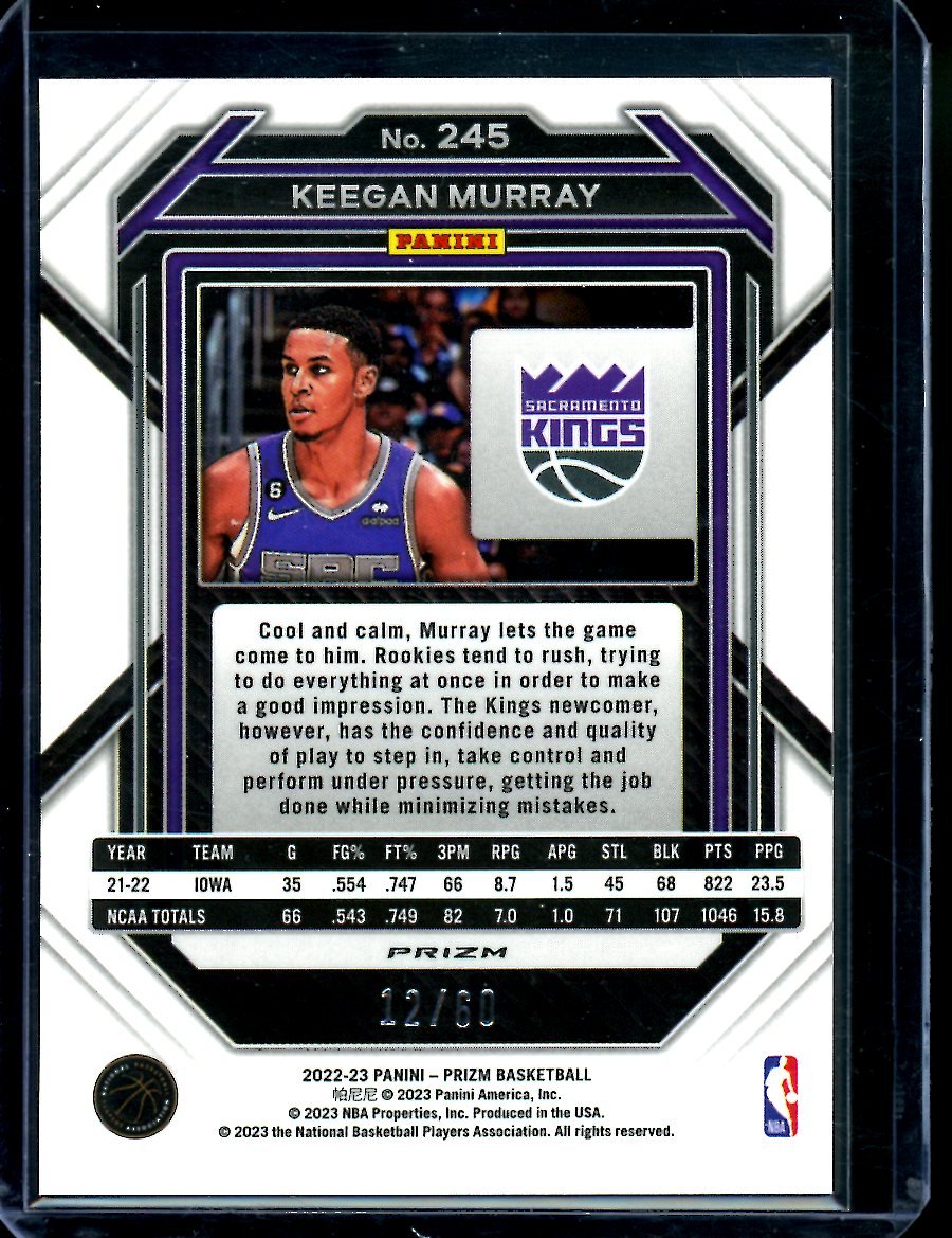 2022/23 Panini Prizm Keegan Murray Rookie Orange Wave /60 Kings - Trading Card Market