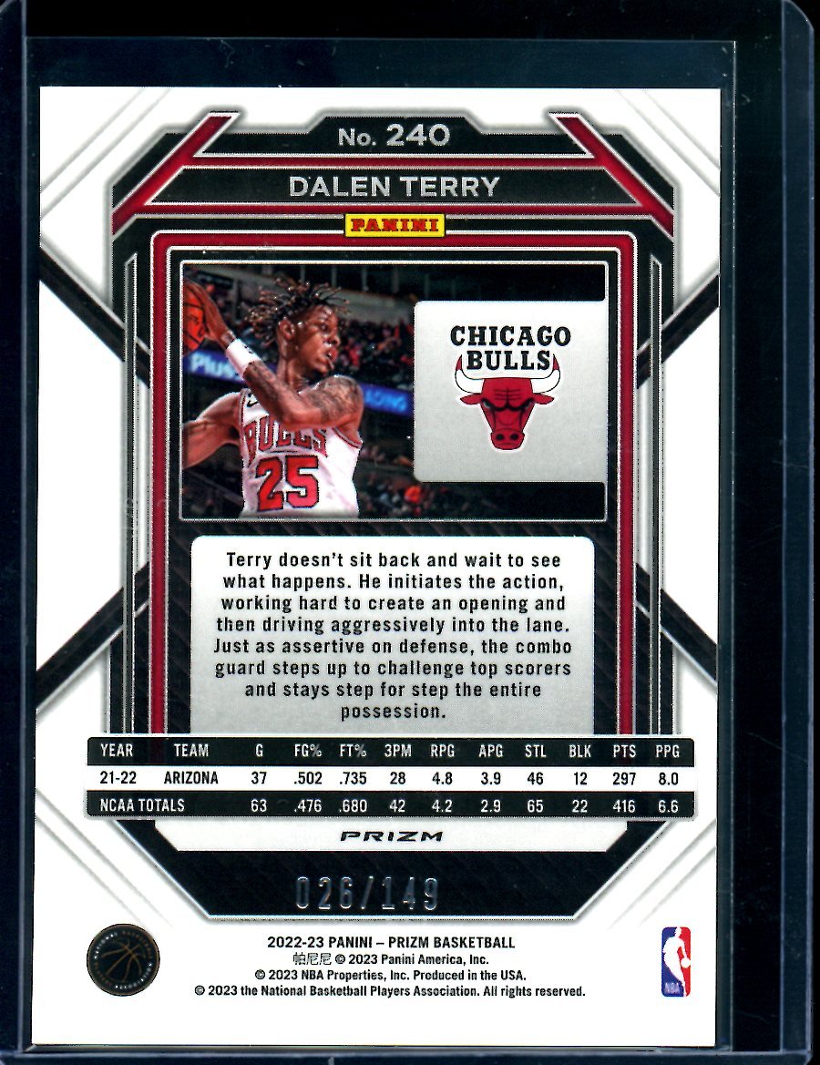 2022/23 Panini Prizm Dalen Terry Rookie Purple Ice /149 Bulls - Trading Card Market