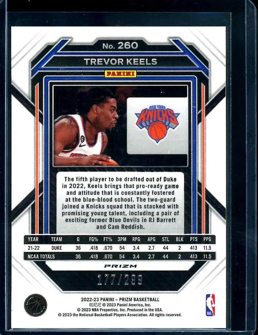 2022/23 Panini Prizm Trevor Keels Rookie Red /299 Knicks - Trading Card Market