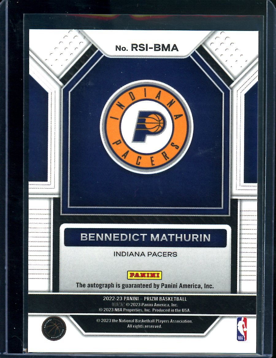 2022/23 Panini Prizm Bennedict Mathurin Rookie Auto Pacers - Trading Card Market