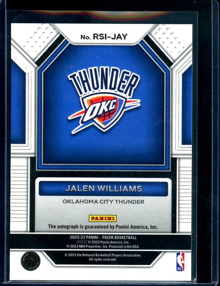 2022/23 Panini Prizm Jalen Williams Rookie Auto Thunder - Trading Card Market