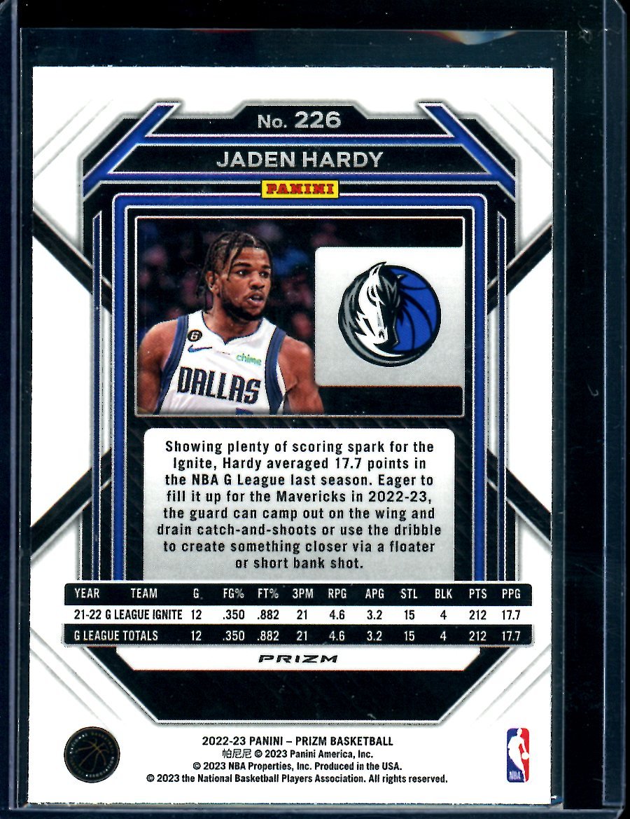 2022/23 Panini Prizm Jaden Hardy Rookie Red Wave Mavericks - Trading Card Market