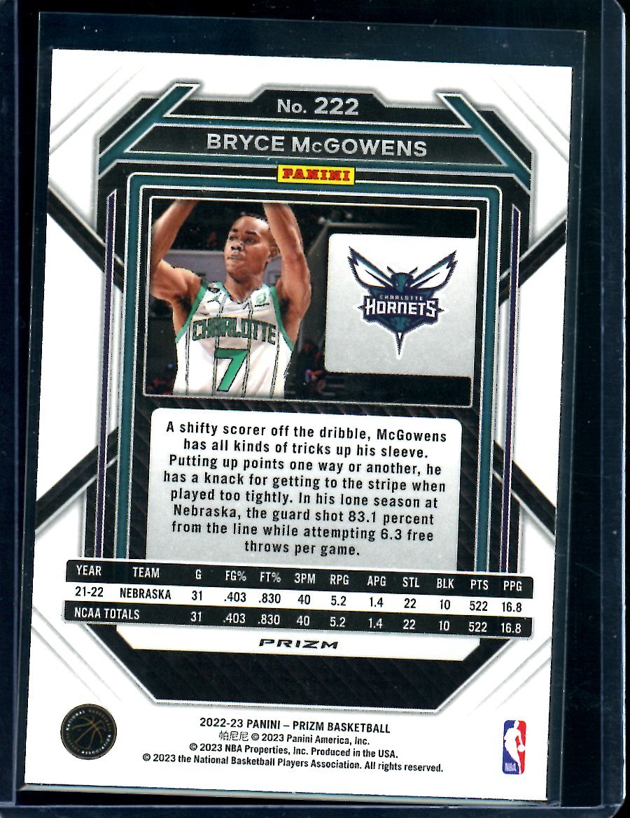 2022/23 Panini Prizm Bryce McGowens Rookie Red Wave Hornets - Trading Card Market