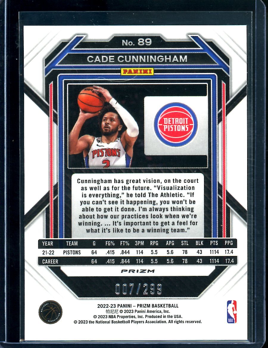 2022/23 Panini Prizm Cade Cunningham Red /299 Pistons - Trading Card Market