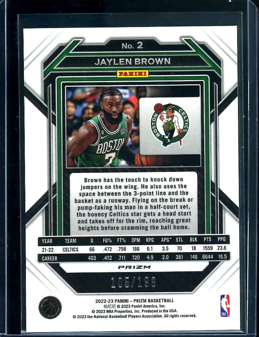 2022/23 Panini Prizm Jaylen Brown Blue /199 Celtics - Trading Card Market