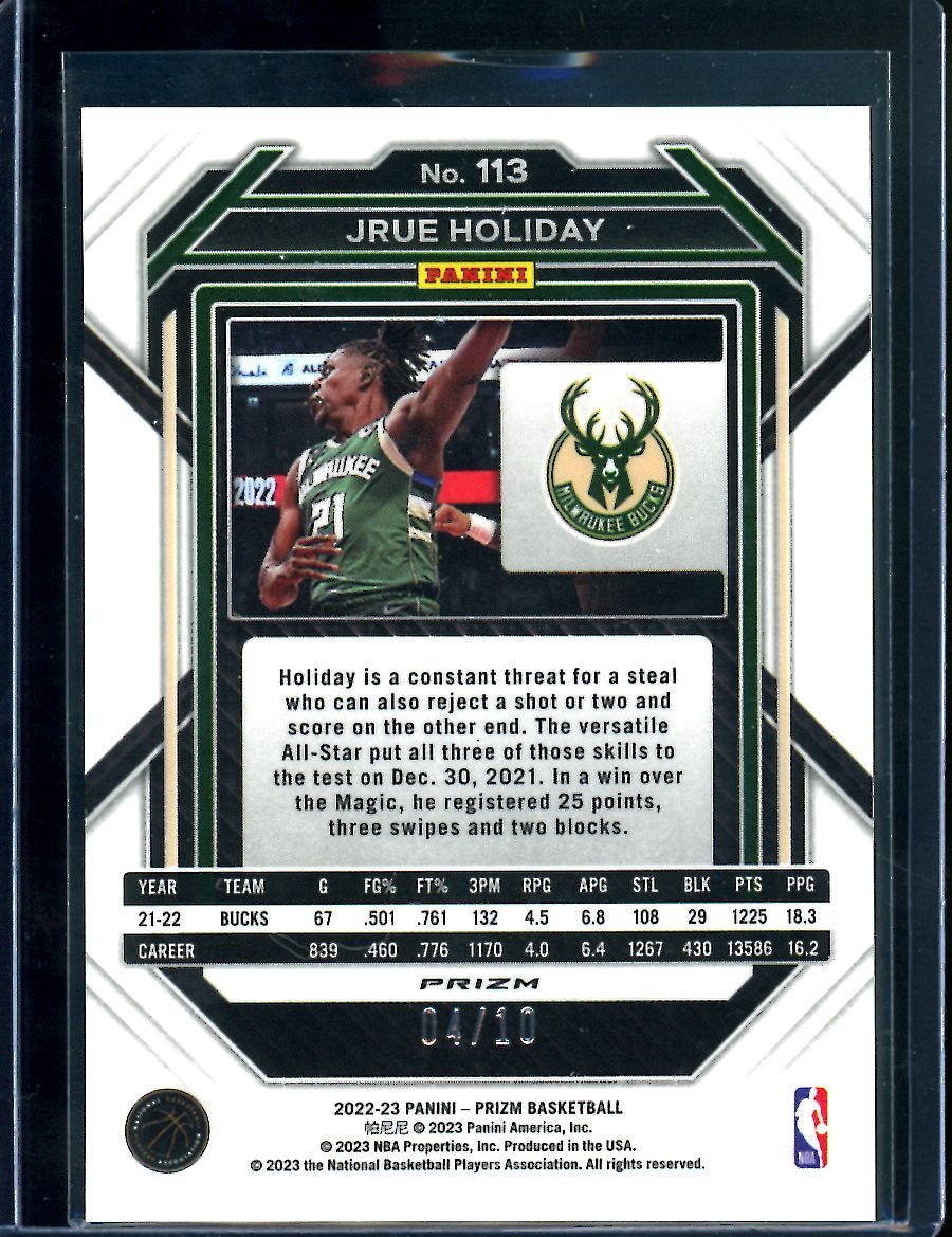 2022/23 Panini Prizm Jrue Holiday Gold /10 Bucks - Trading Card Market
