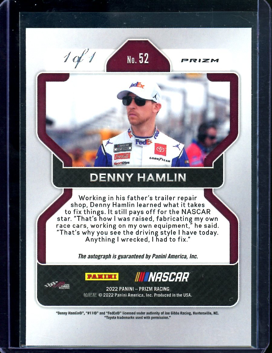2022 Panini Prizm Denny Hamlin Gold Vinyl 1/1 NASCAR - Trading Card Market