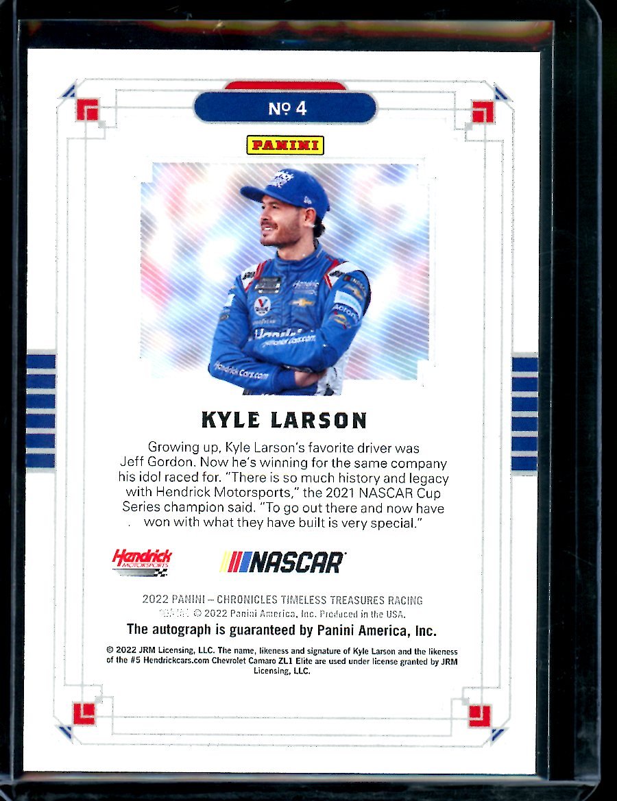 2022 Panini Chronicles Kyle Larson Timeless Treasures Auto /5 NASCAR - Trading Card Market