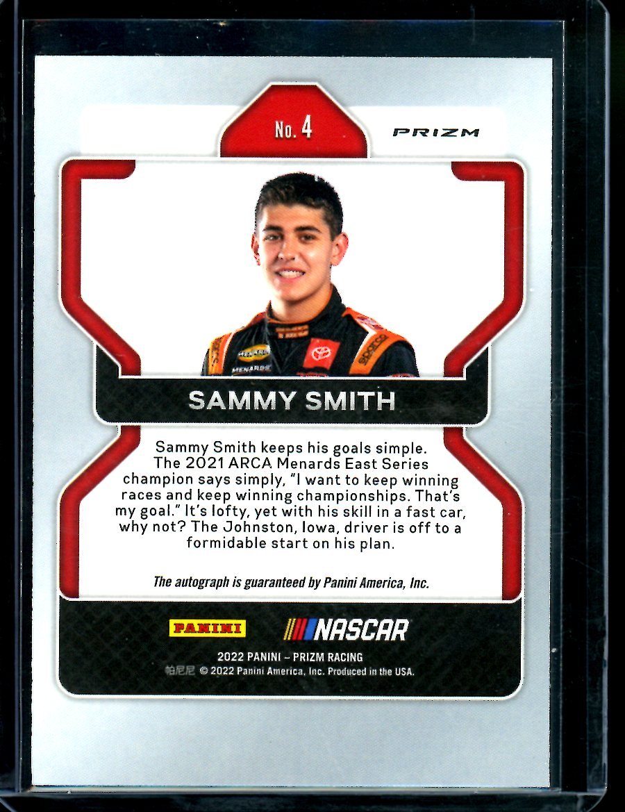 2022 Panini Prizm Sammy Smith Rookie White Sparkle NASCAR - Trading Card Market