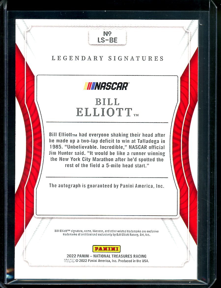 2022 Panini National Treasures Bill Elliott Legendary Auto /99 NASCAR - Trading Card Market