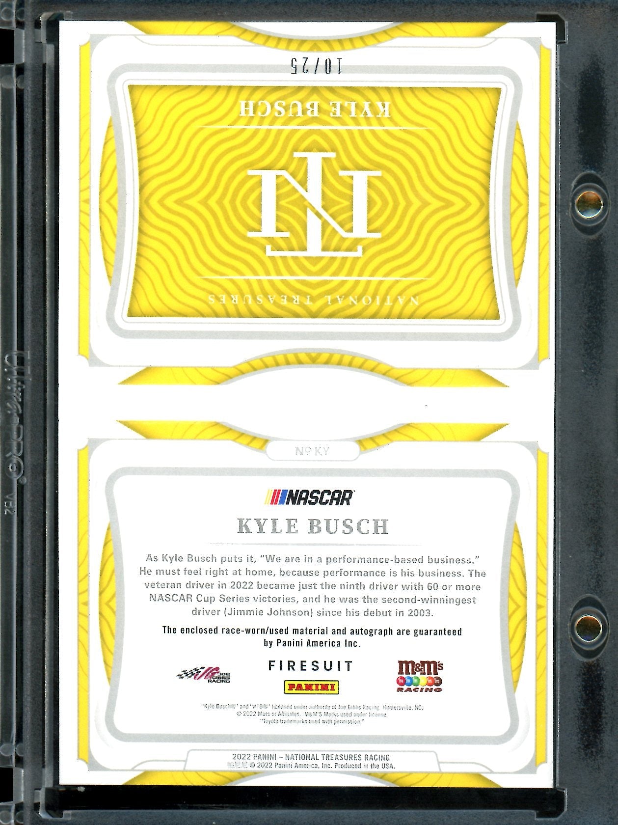 2022 Panini National Treasures Kyle Busch Booklet Patch Auto /25 NASCAR - Trading Card Market