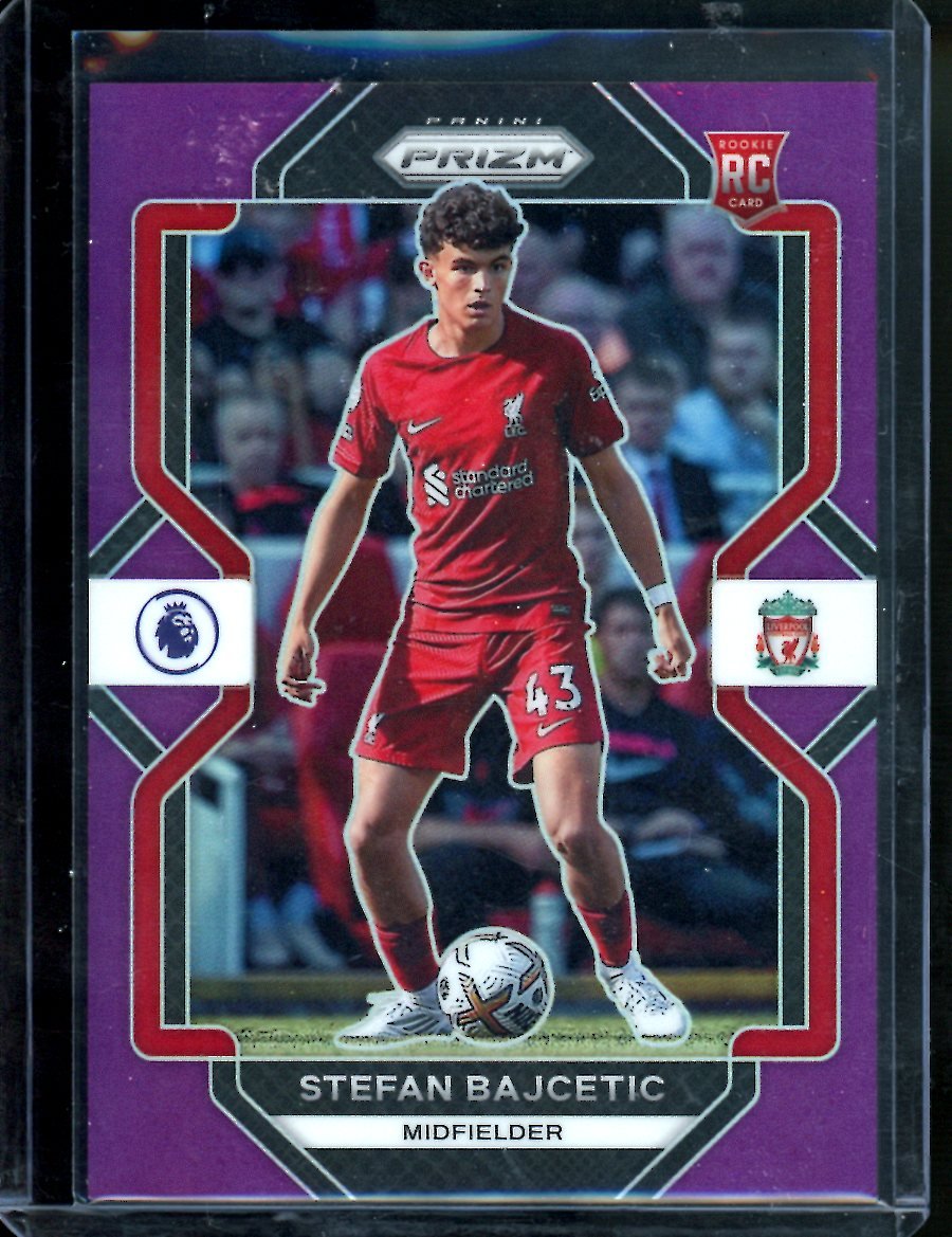 2022/23 Panini Prizm EPL Stefan Bajetic Rookie Purple /49 Liverpool FC - Trading Card Market