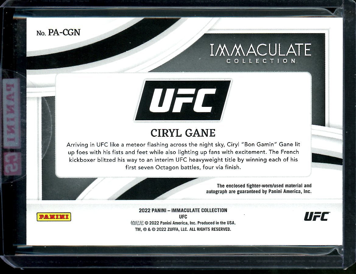 2022 Panini Immaculate Ciryl Gane Patch Auto /99 UFC - Trading Card Market