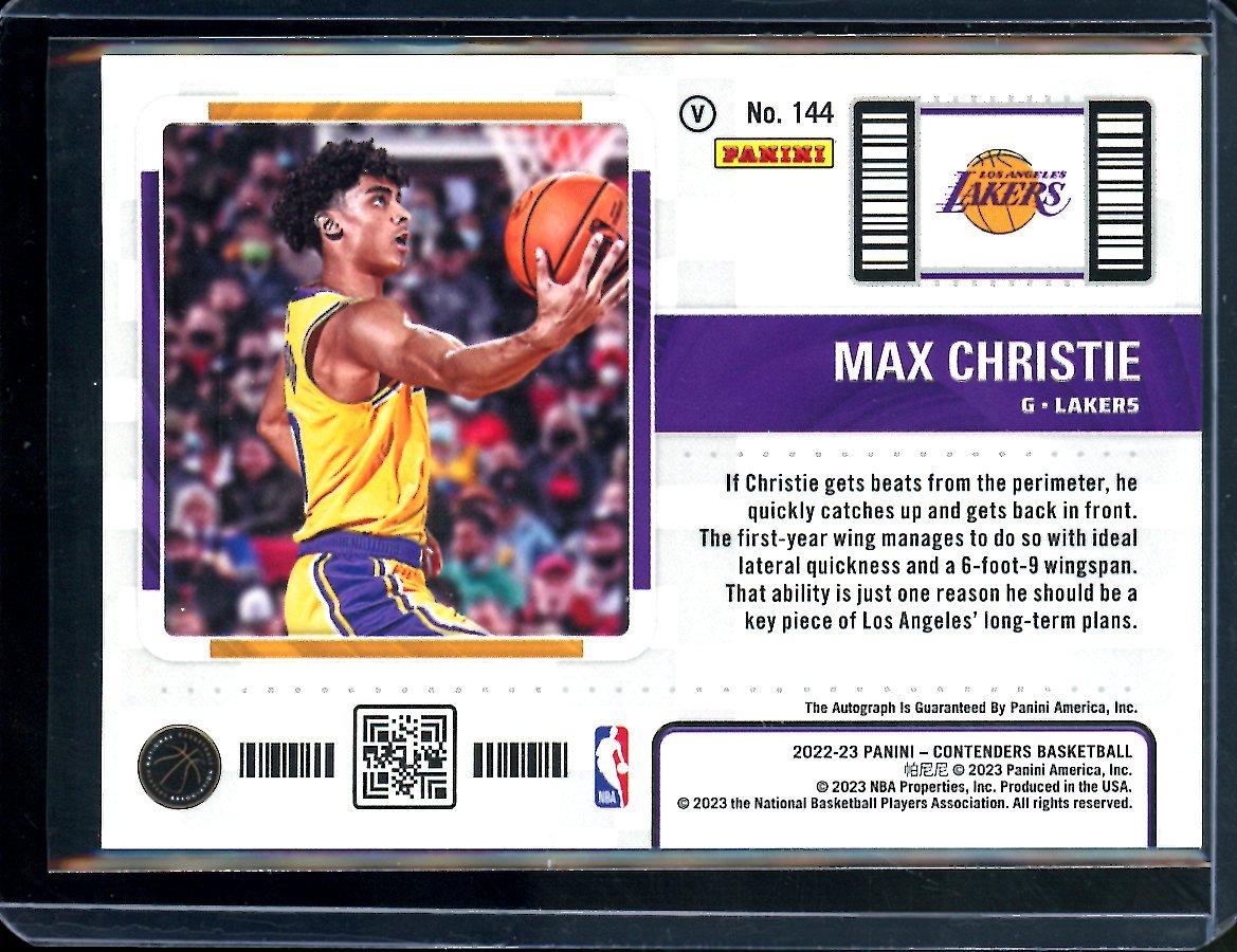 2022/23 Panini Contenders Max Christie Rookie Playoff Ticket Variation Auto Lakers - Trading Card Market