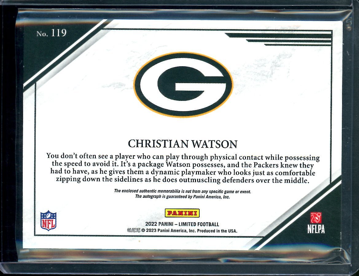 2022 Panini Limited Christian Watson Rookie RPA Purple /25 Packers - Trading Card Market