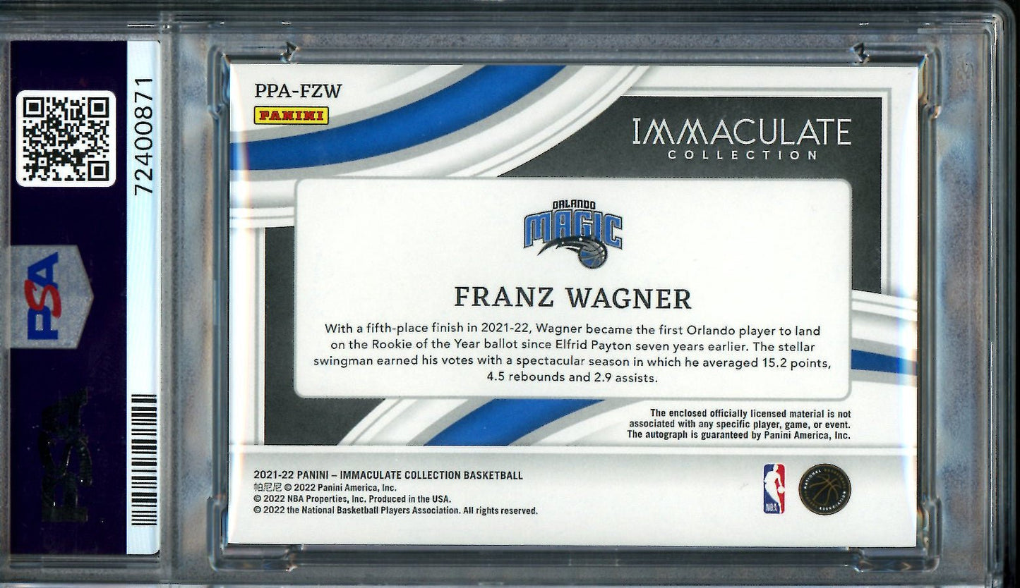 2021/22 Panini Immaculate Franz Wagner Rookie RPA Red /25 PSA 8 10 Auto Magic - Trading Card Market