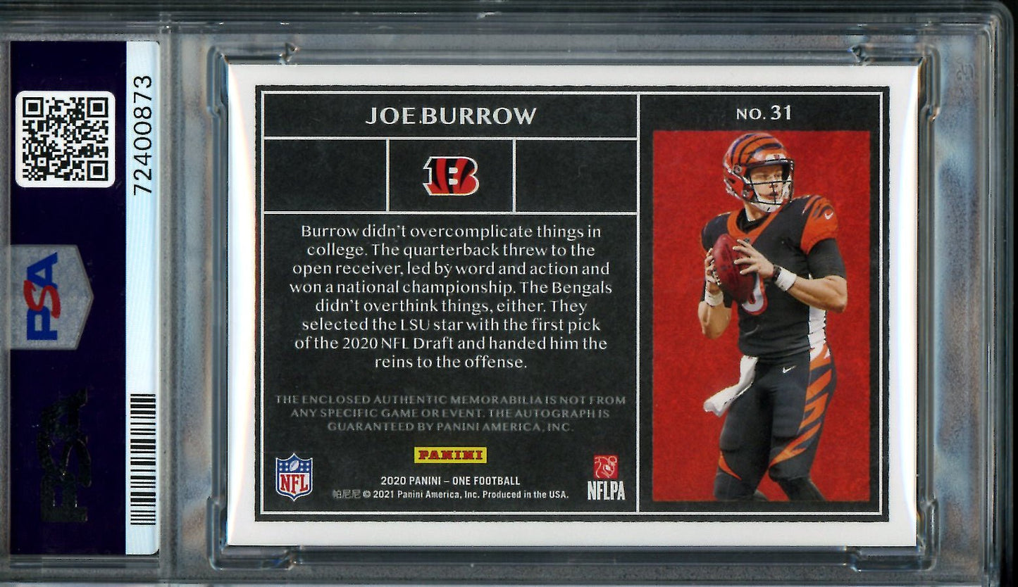 2020 Panini One Joe Burrow Rookie Dual Patch RPA Red /15 PSA 9 10 Auto Bengals - Trading Card Market