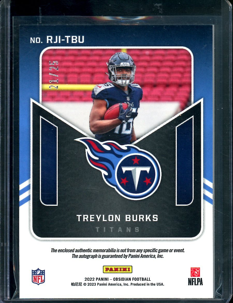 2022 Panini Obsidian Treylon Burks Rookie RPA /25 Titans - Trading Card Market