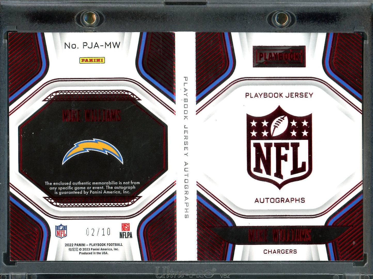 2022 Panini Playbook Mike Williams Booklet Patch Auto Ruby /10 Chargers - Trading Card Market