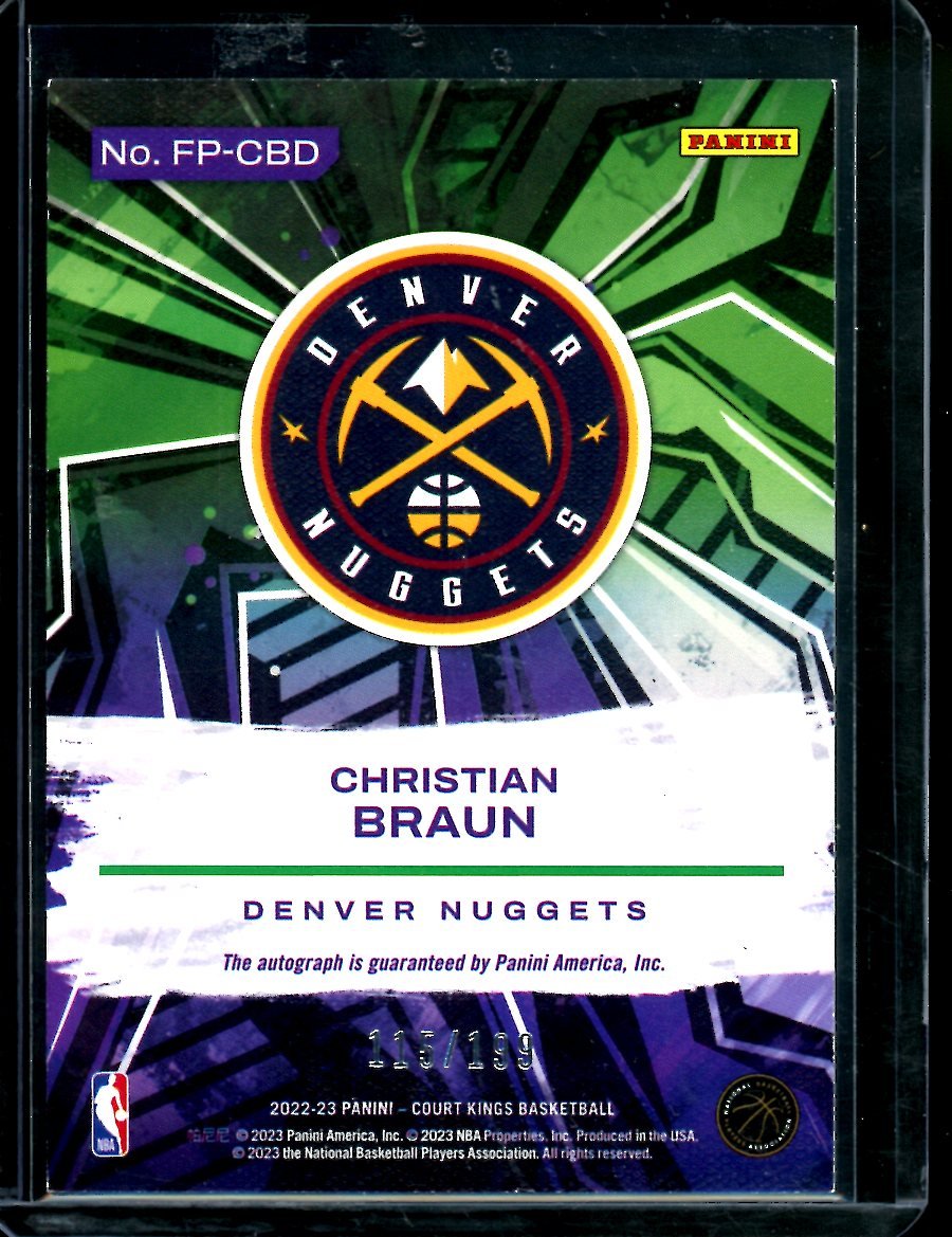 2022/23 Panini Court Kings Christian Braun Rookie Auto Fresh Paint /199 Nuggets - Trading Card Market