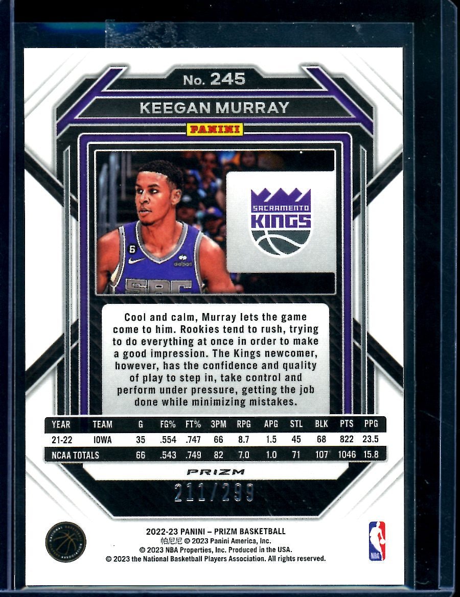 2022/23 Panini Prizm Keegan Murray Rookie Red /299 Kings - Trading Card Market