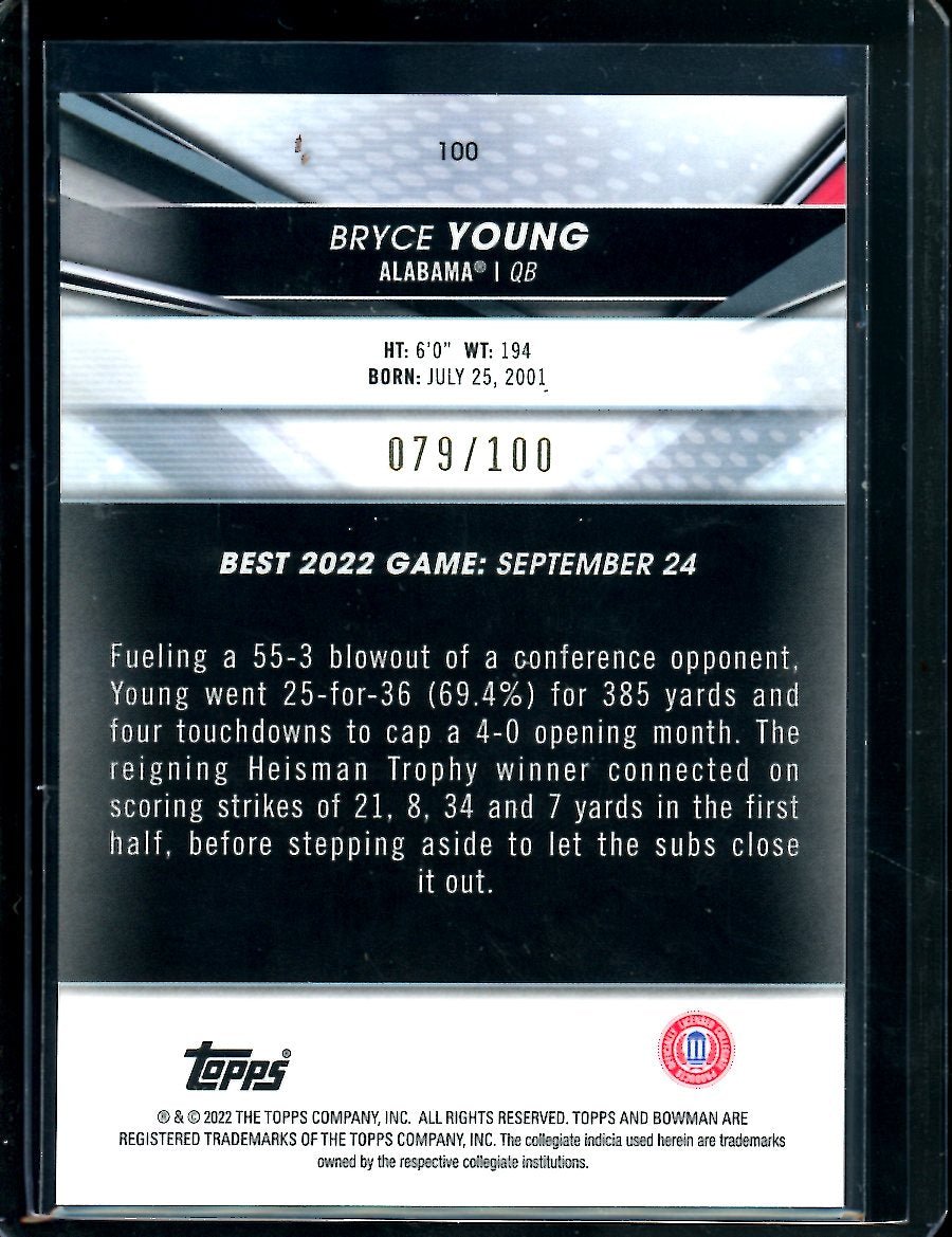 2022 Bowman's Best University Bryce Young Pink Wave Refractor /100 Panthers - Trading Card Market