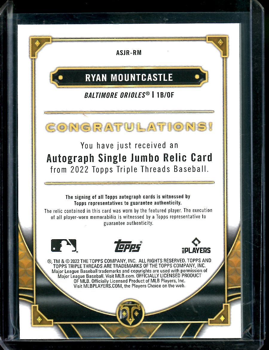 2022 Topps Triple Threads Ryan Mountcastle Patch Auto /99 Orioles - Trading Card Market