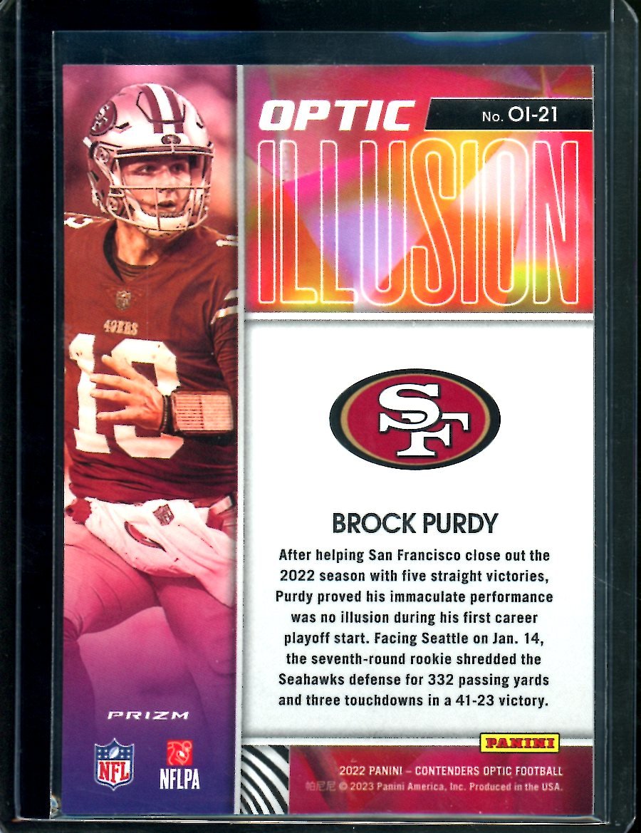 2022 Panini Contenders Optic Brock Purdy Rookie Optic Illusion 49ers - Trading Card Market