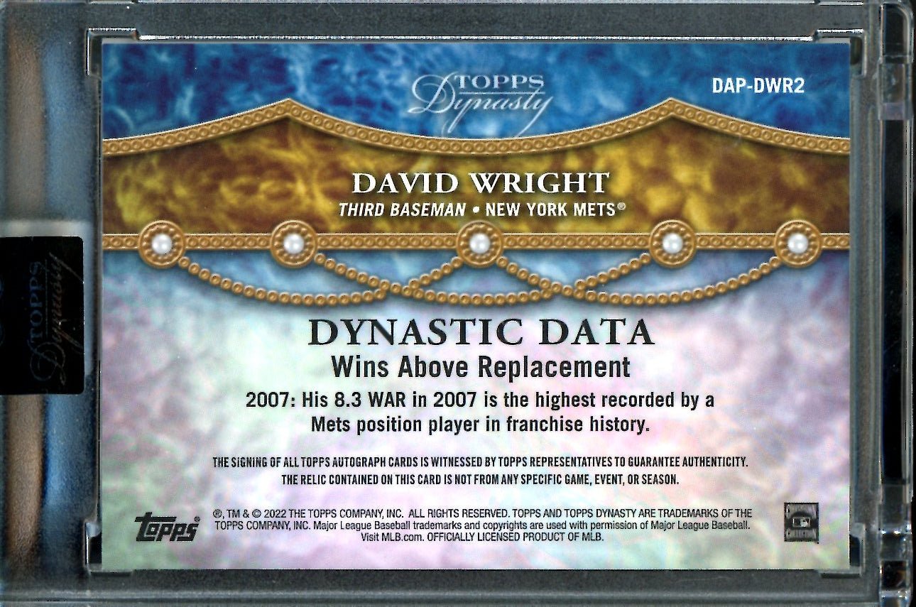2022 Topps Dynasty David Wright Patch Auto /10 Mets - Trading Card Market