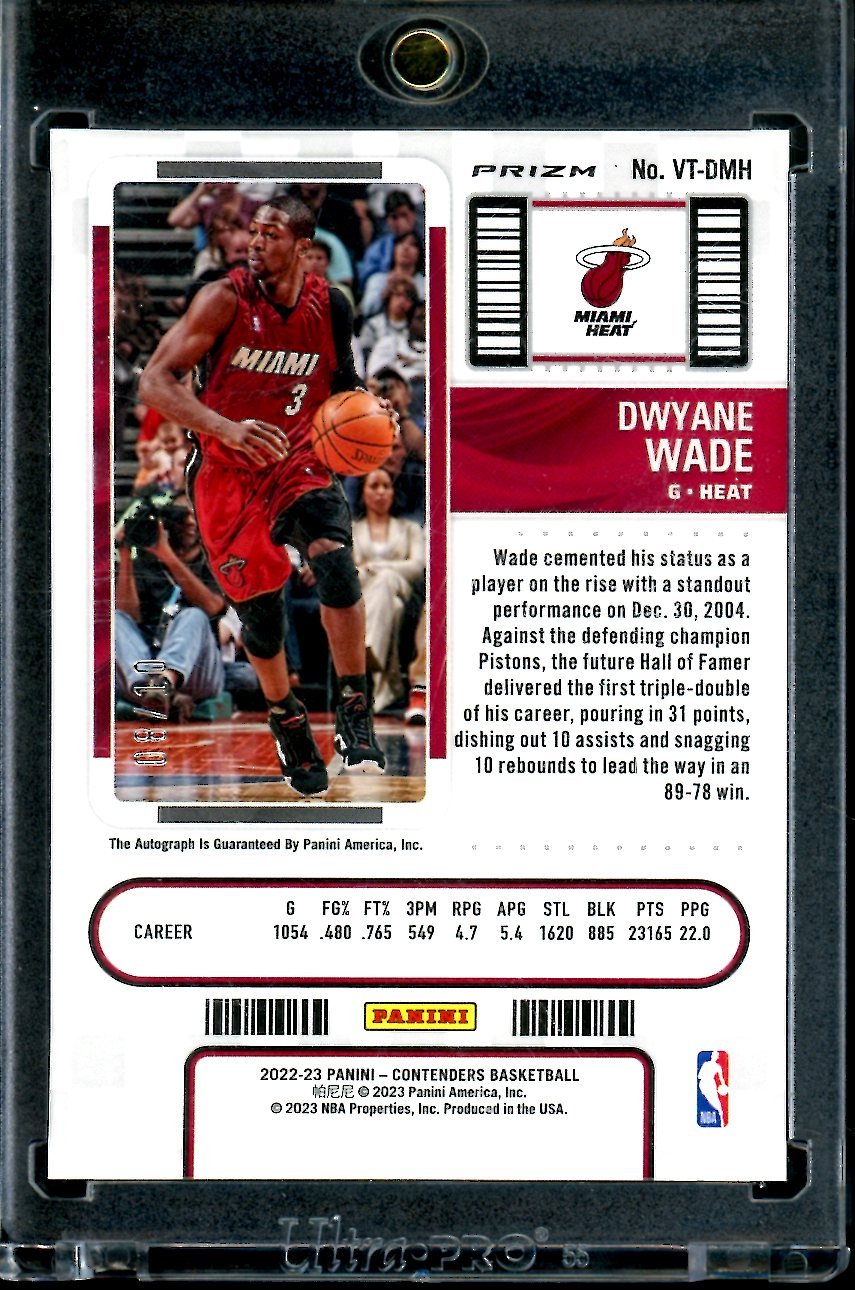 2022/23 Panini Contenders Dwayne Wade Veteran Ticket Auto Gold /10 Heat - Trading Card Market