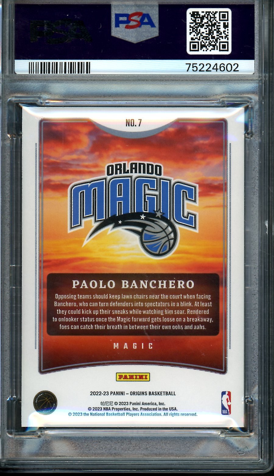 2022/23 Panini Origins Paolo Banchero Rookie Dawn PSA 9 Magic - Trading Card Market