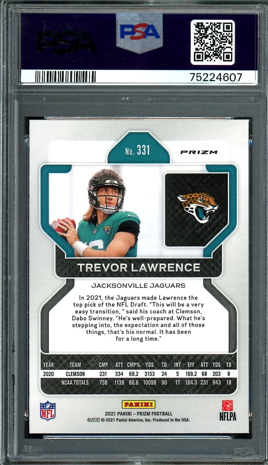 2021 Panini Prizm Trevor Lawrence Rookie Disco PSA 9 Jaguars - Trading Card Market