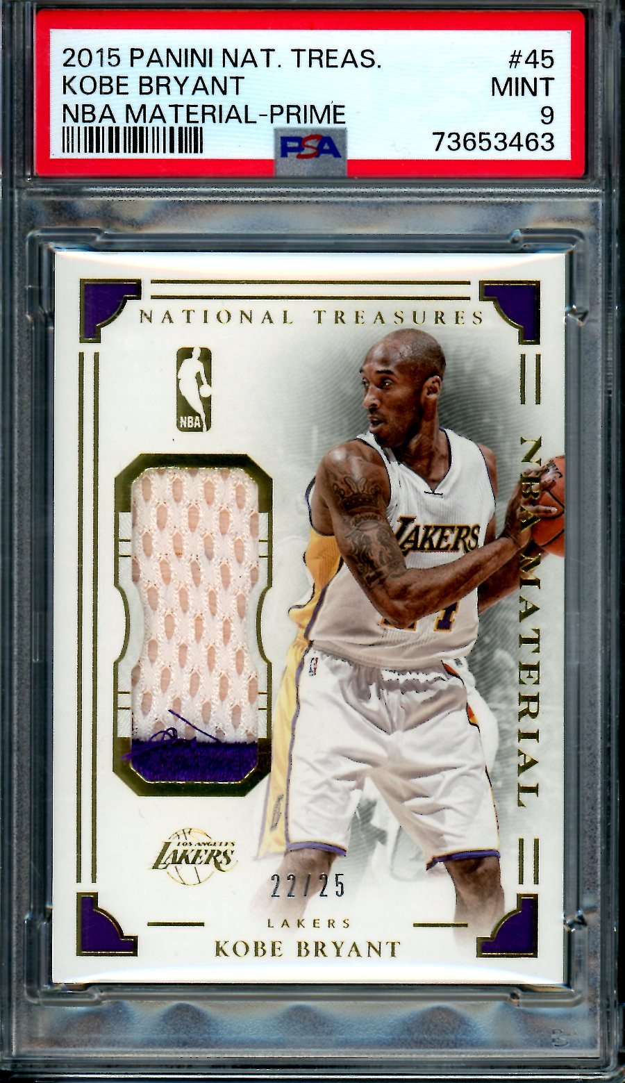 2015/16 National Treasures Kobe Bryant NBA Materials Game Used Patch /25 PSA 9 Lakers - Trading Card Market