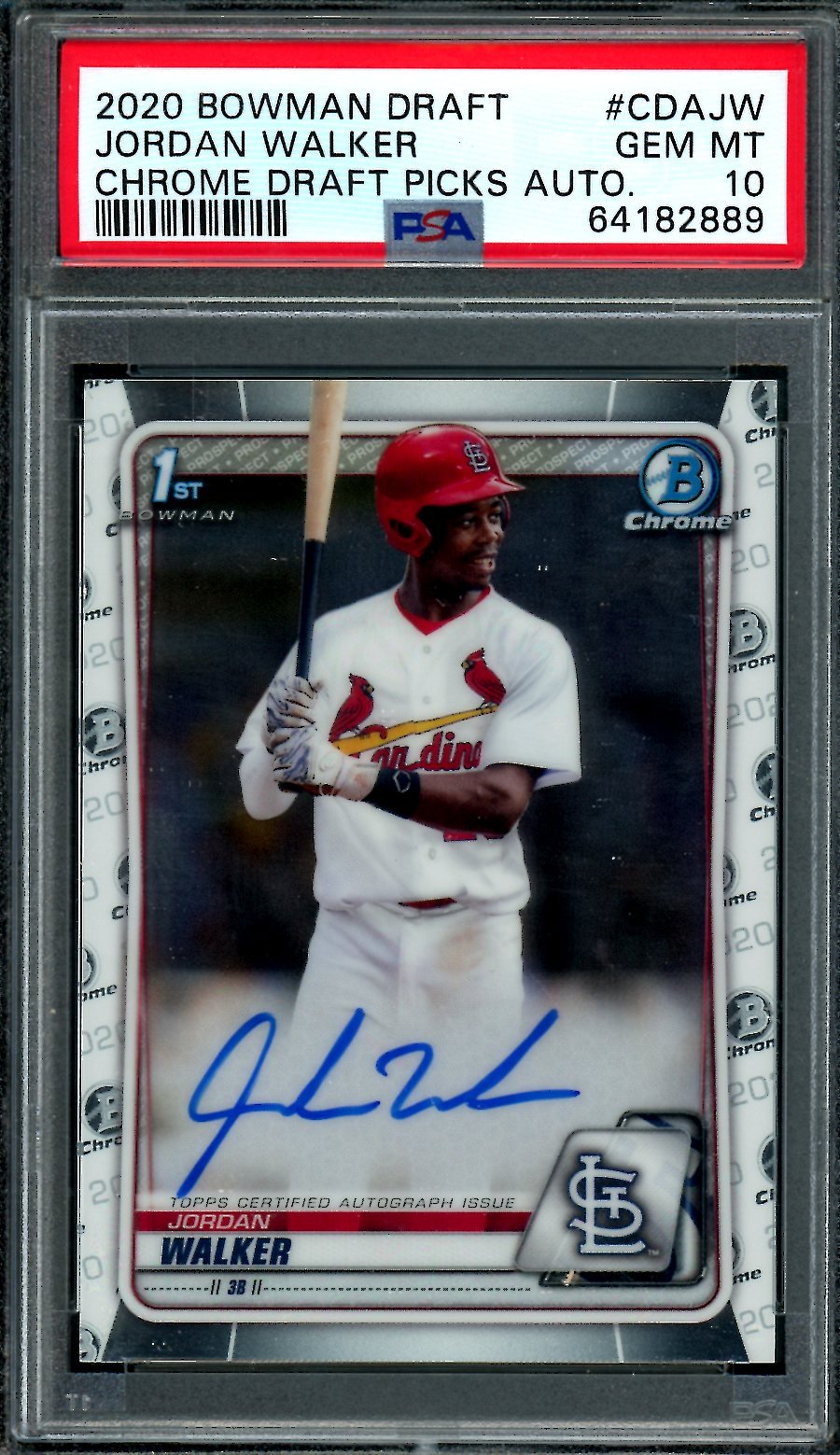 2020 Bowman Draft Jordan Walker 1st Bowman Auto PSA 10 Cardinals - Trading Card Market