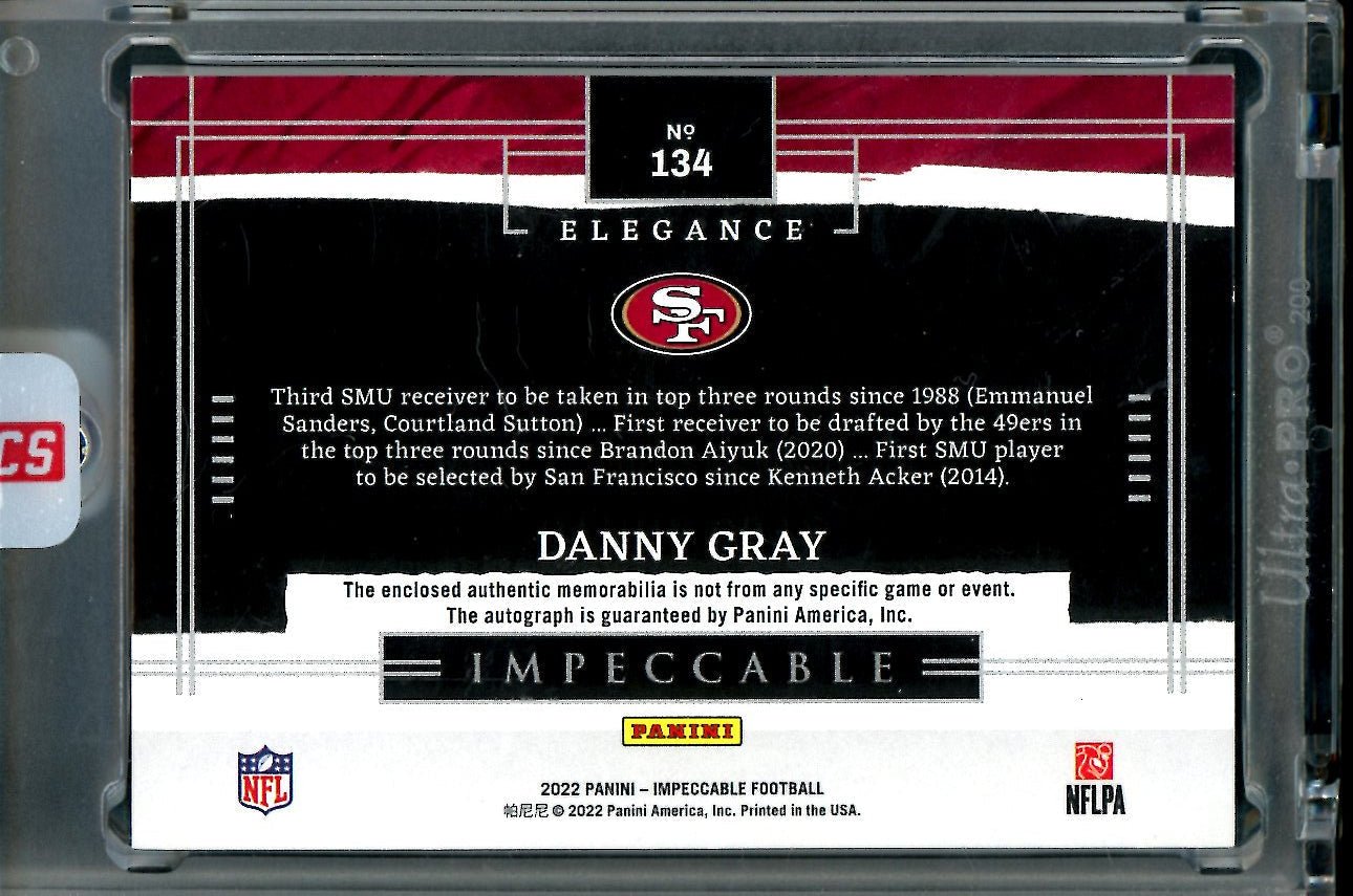 2022 Panini Imnpeccable Danny Gray Rookie RPA /25 49ers - Trading Card Market