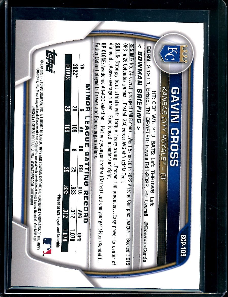 2023 Bowman Sapphire Gavin Cross Green /60 Royals - Trading Card Market