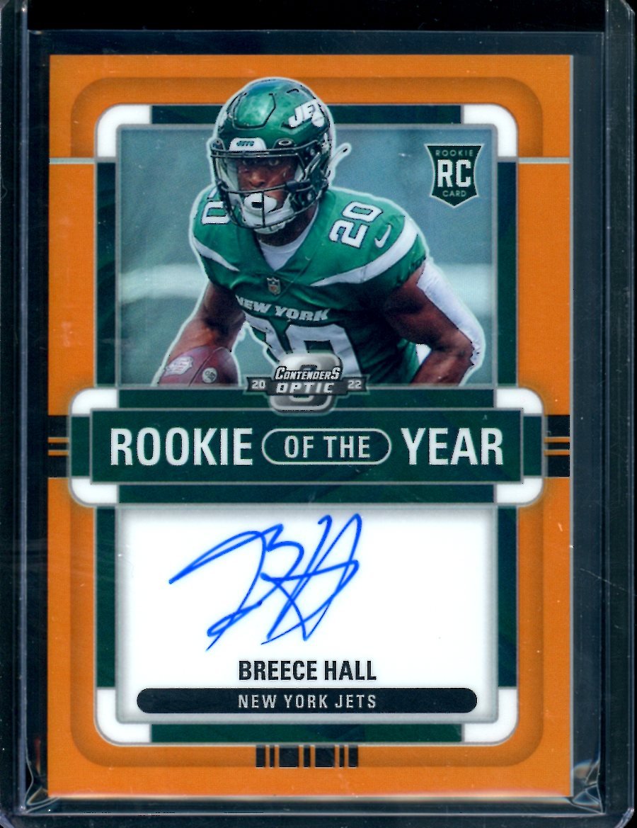 2022 Panini Contenders Optic Breece Hall Rookie of the Year Orange /35 Jets - Trading Card Market