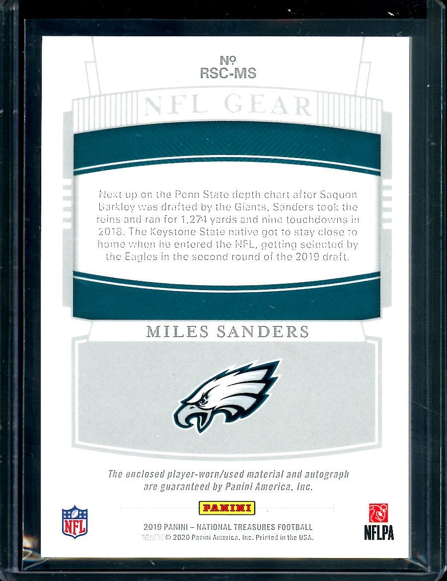 2019 Panini National Treasures Miles Sanders Rookie NFL Gear RPA /49 Eagles - Trading Card Market