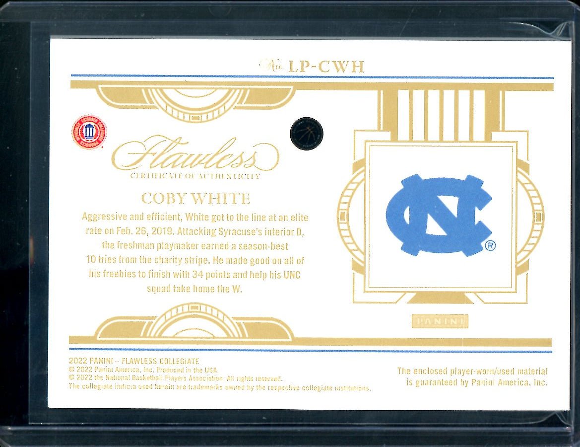 2022/23 Panini Flawless Collegiate Coby White Patch Gold /10 Bulls - Trading Card Market