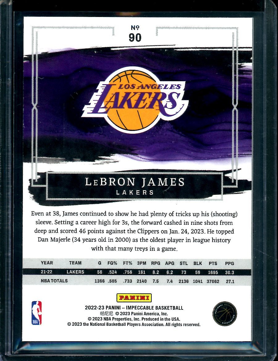 2022/23 Panini Impeccable LeBron James Silver /75 Lakers - Trading Card Market